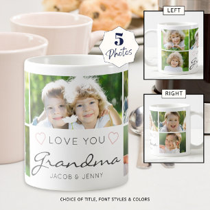 Personalised LOVE YOU GRANDMA Handwritten 5 Photo Coffee Mug