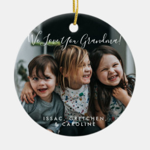 Personalised Love You Grandma Photo Handwritten  Ceramic Ornament