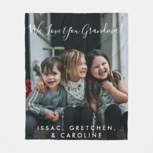 Personalised Love You Grandma Photo Handwritten Fleece Blanket