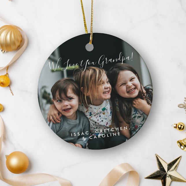 Personalised Love You Grandpa Photo Handwritten  Ceramic Ornament (Creator Uploaded)
