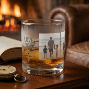 Personalised Love You Grandpa Photo Whiskey Glass