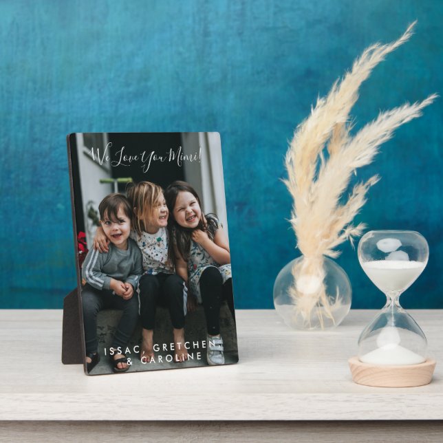 Personalised Love You Mimi Photo Handwritten  Plaque (Side)