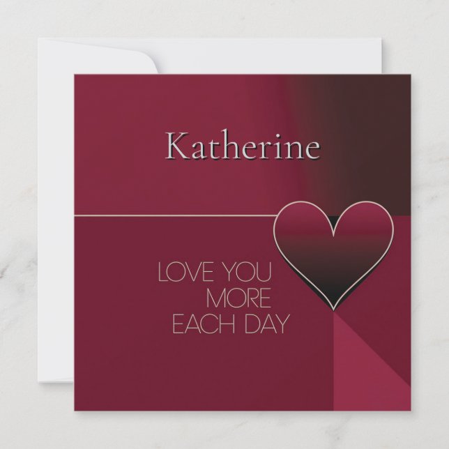 Personalised Love You More Each Day Heart Design Card (Front)