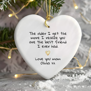 Personalised Love You Mum Gold Heart Best Friend Ceramic Ornament