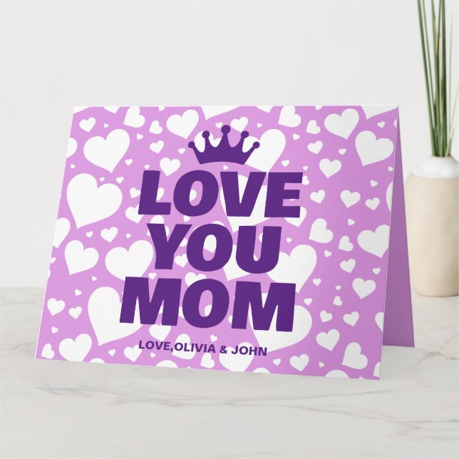 Personalised Love you Mum Photo Purple Card (Front)