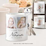 Personalised LOVE YOU NANA Handwritten 4 Photo Coffee Mug<br><div class="desc">Create a keepsake photo mug for a grandmother featuring 4 pictures and titled LOVE YOU NANA in modern handwritten script in grey accented with blush pink hearts with her grandchildren's names or your custom message. All text and colours are editable to change Grandma to Nana or favourite name or to...</div>