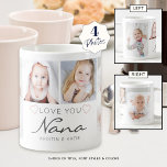 Personalised LOVE YOU NANA Handwritten 4 Photo Coffee Mug<br><div class="desc">Create a keepsake photo mug for a grandmother featuring 4 pictures and titled LOVE YOU NANA in modern handwritten script in grey accented with blush pink hearts with her grandchildren's names or your custom message. All text and colours are editable to change Grandma to Nana or favourite name or to...</div>