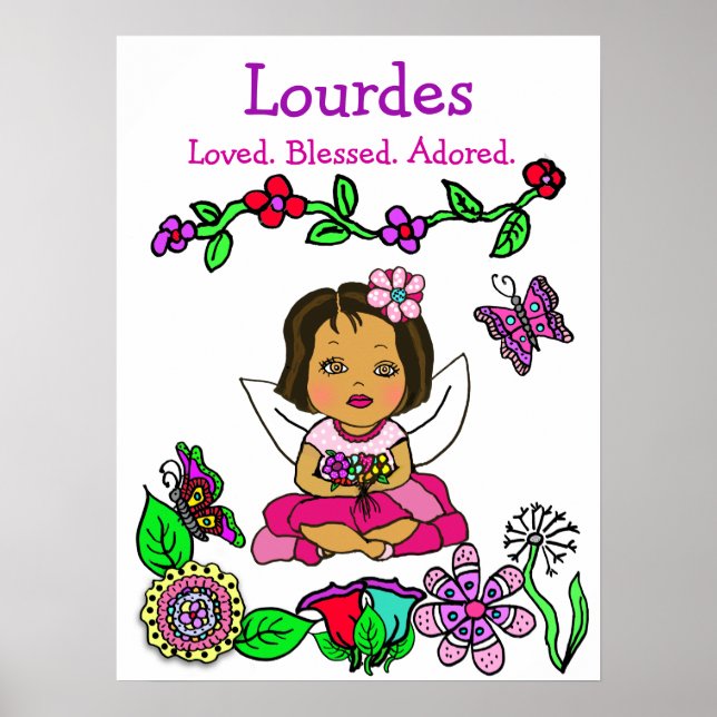 Personalised Loved, Blessed and Adored Fairy Poster (Front)