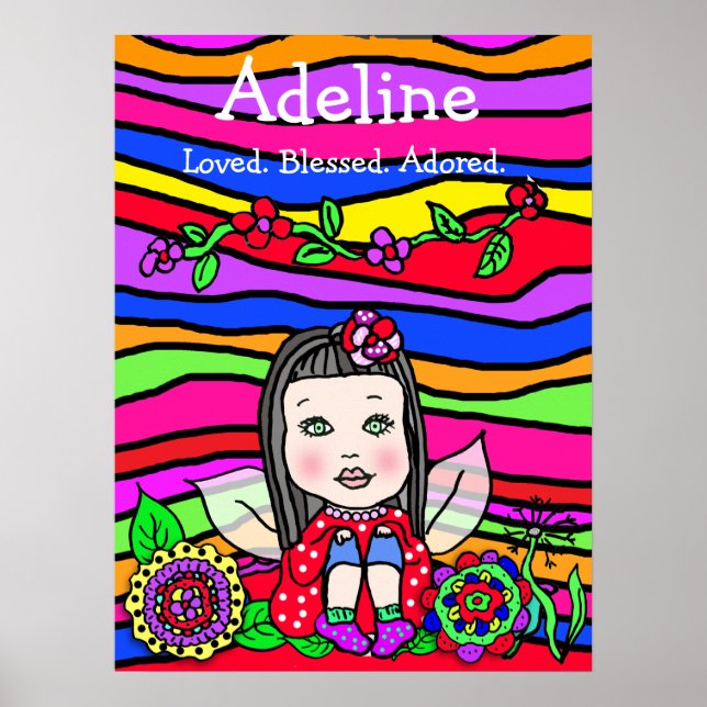 Personalised Loved, Blessed and Adored Fairy Poster (Front)
