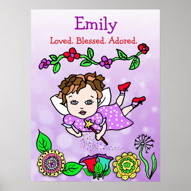 Personalised Loved, Blessed and Adored Fairy Poster (Front)