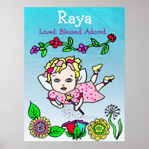 Personalised Loved, Blessed and Adored Fairy Poster