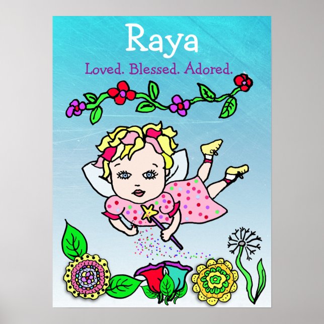 Personalised Loved, Blessed and Adored Fairy Poster (Front)