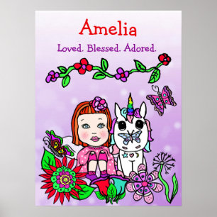 Personalised Loved, Blessed and Adored Fairy Poster