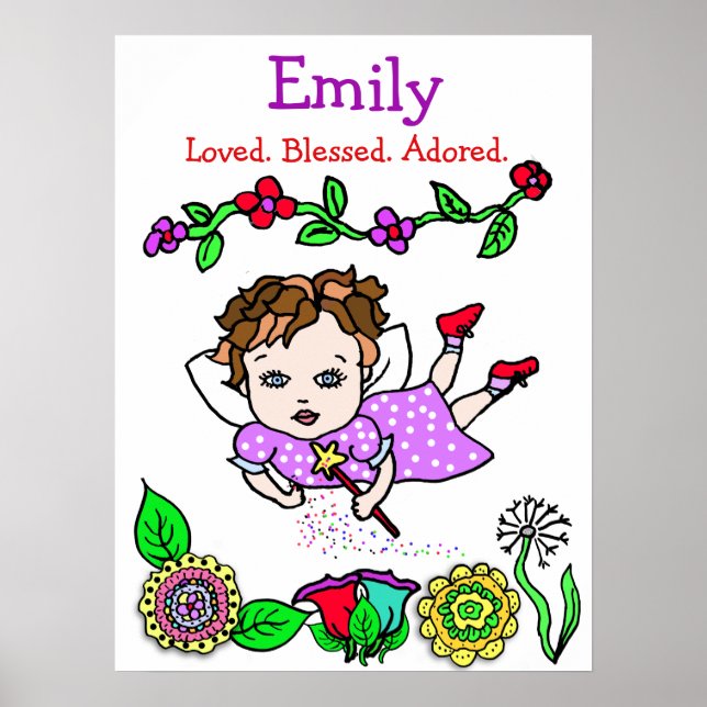 Personalised Loved, Blessed and Adored Fairy Poster (Front)