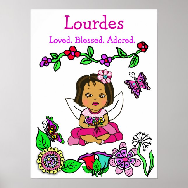 Personalised Loved, Blessed and Adored Fairy Poster (Front)