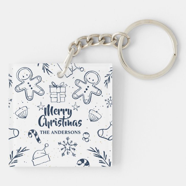 Personalised Lovely Christmas Sketch Keychain (Back)