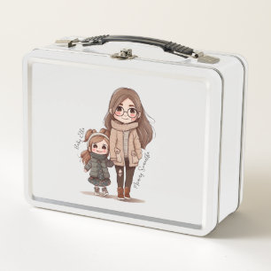 Personalised Lovely Mother and Daughter Metal Lunch Box