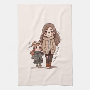 Personalised Lovely Mother and Daughter Tea Towel