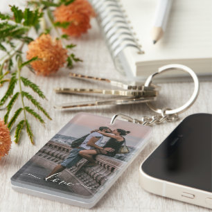Personalised Lovers Couple Picture Love Text Key Ring