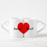 Personalised lovers mug set with name of couple<br><div class="desc">Personalised lovers mugs for him and her. Cute design with red love heart and custom name. Funny Valentines Day or wedding gift idea for husband and wife couple or newly weds bride and groom. Romantic Mr and Mrs design. Also good for boyfriend and girlfriend relationship.</div>