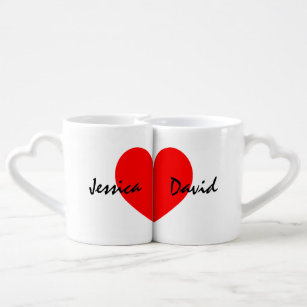 Personalised lovers mug set with name of couple