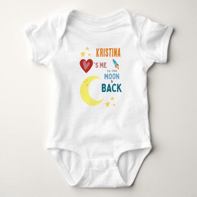 personalised  Loves me to the moon and back Baby Bodysuit (Front)