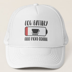 Personalised Low Battery Need More Coffee Trucker Hat