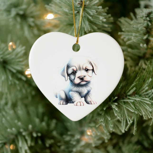 Personalised  Löwchen Puppy Ceramic Ornament (Tree)