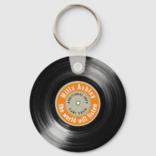 personalised LP vinyl record with name Key Ring