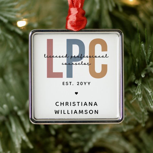 Personalised LPC Licensed Professional Counsellor Metal Ornament (Tree)