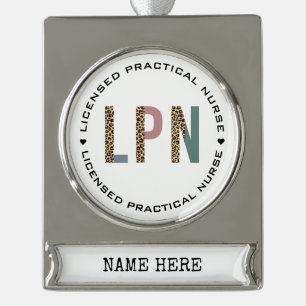 Personalised LPN Licensed Practical Nurse Silver Plated Banner Ornament