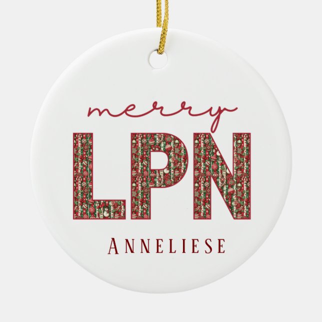 Personalised LPN Nurse First Year Keepsake  Ceramic Ornament (Front)