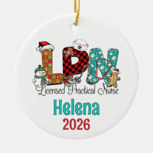 Personalised LPN Ornament, LPN Name Ornament, Ceramic Ornament
