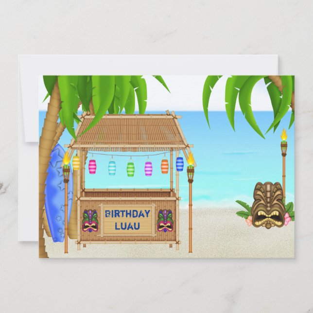 Personalised Luau Birthday Invitation (Front)