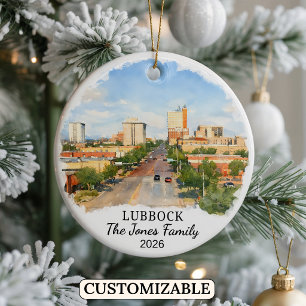 Personalised Lubbock Ornament, Custom Texas Ceramic Ornament