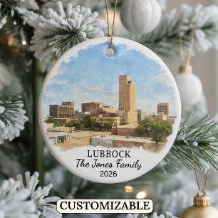 Personalised Lubbock Ornament, Custom Texas Ceramic Ornament