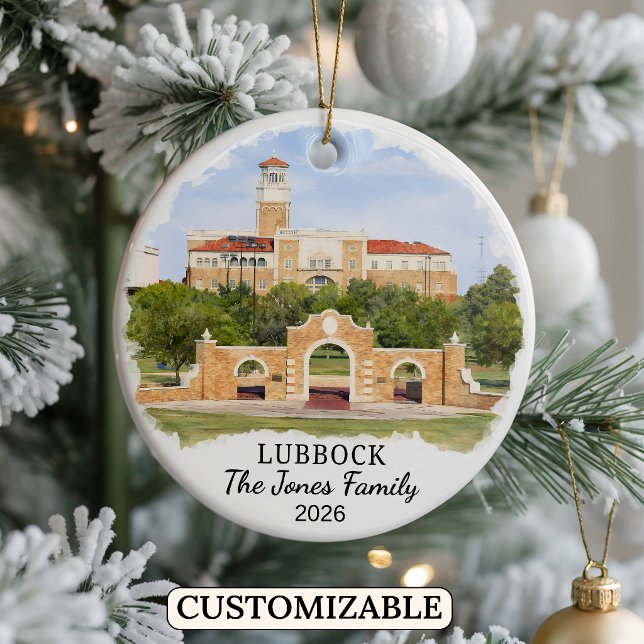 Personalised Lubbock Ornament, Custom Texas Ceramic Ornament (Creator Uploaded)
