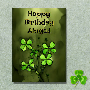 Personalised Luck of the Irish Clovers Birthday Card