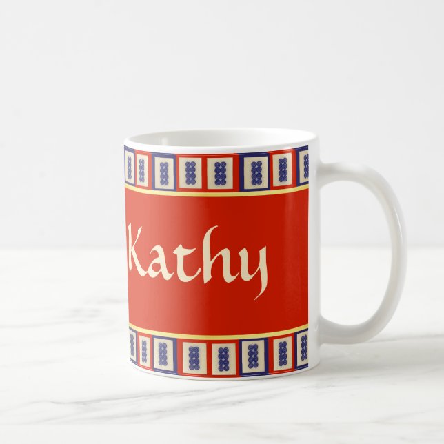 Personalised Lucky Blue Eight Wheel Mahjong Tile Coffee Mug (Right)