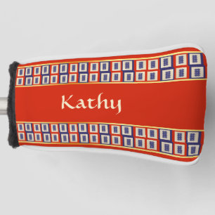 Personalised Lucky Blue Eight Wheel Mahjong Tile Golf Head Cover