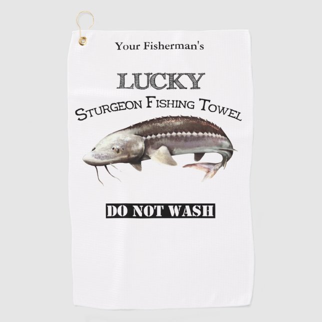 Personalised Lucky Sturgeon Fishing Towel (Front)