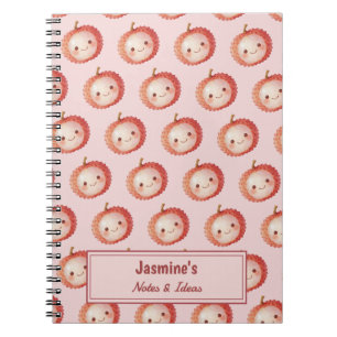 Personalised Lucky You Lychee pattern Watercolor Notebook