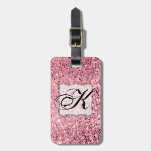 Personalised Luggage Tag Rose Gold Glitter