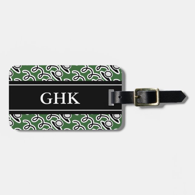 Personalised luggage tag with golf ball design (Front Horizontal)