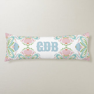 Personalised Lumbar Pillow Blue Pink Green Floral