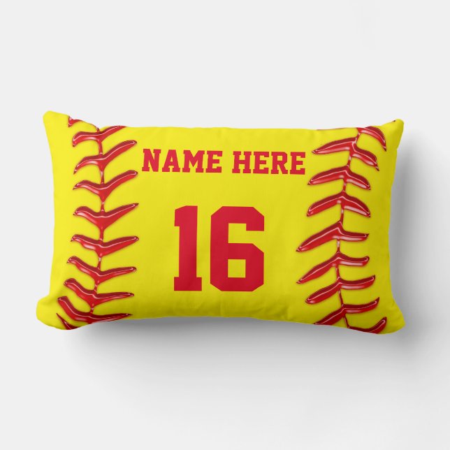 Personalised Lumbar Softball Pillows for Girls (Front)