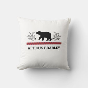 Personalised Lumberjack Buffalo Plaid Bear Cushion