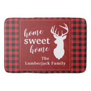 Personalised Lumberjack Plaid Christmas Holiday Bath Mat