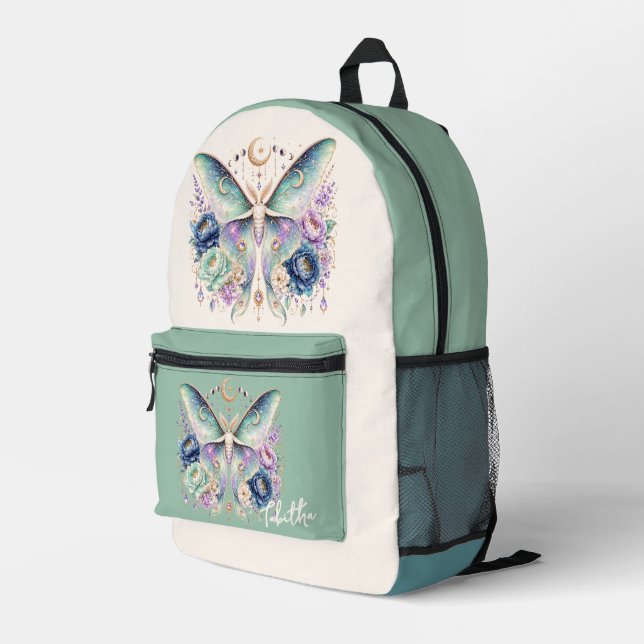 Personalised Luna Moth Backpack  (Back Corner Right)
