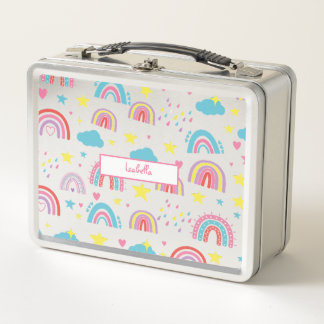 Personalised Lunch Box with Rainbow Name Design